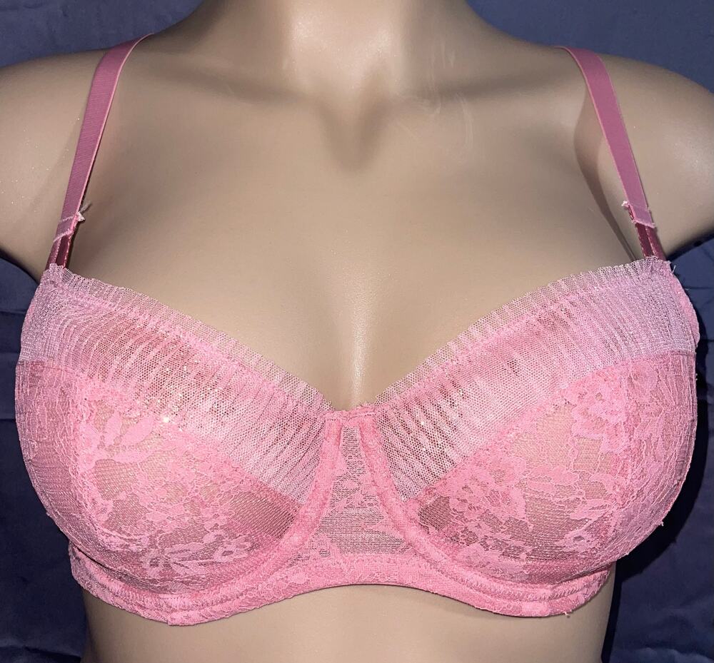 34C PINK LACE VICTORIA'S SECRET DREAM ANGELS UNLINED BALCONETTE